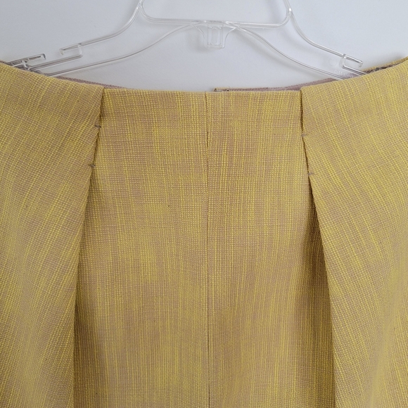 NWT Carven Yellow Beige 100% Cotton Tweed Pensil Knee Length Skirt 38 US 6 - Picture 3 of 9